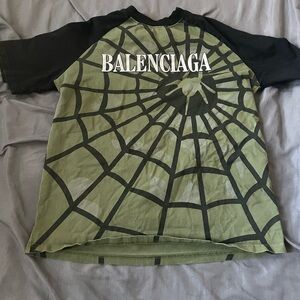 Balenciaga Kids Olive Web Graphic Tee